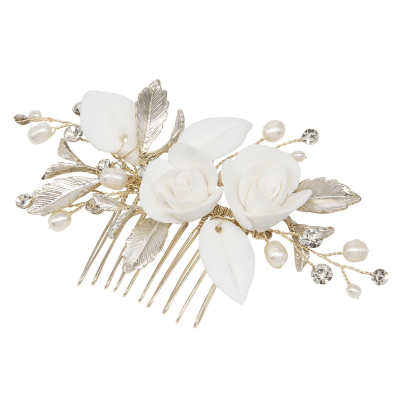 ATHENA BRIDAL | Ophélie flower hair ornament (champagne gold)