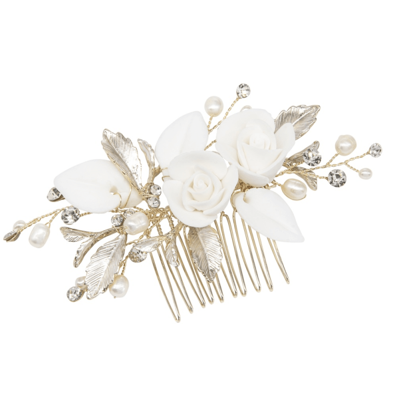 ATHENA BRIDAL | Ophélie flower hair ornament (champagne gold)