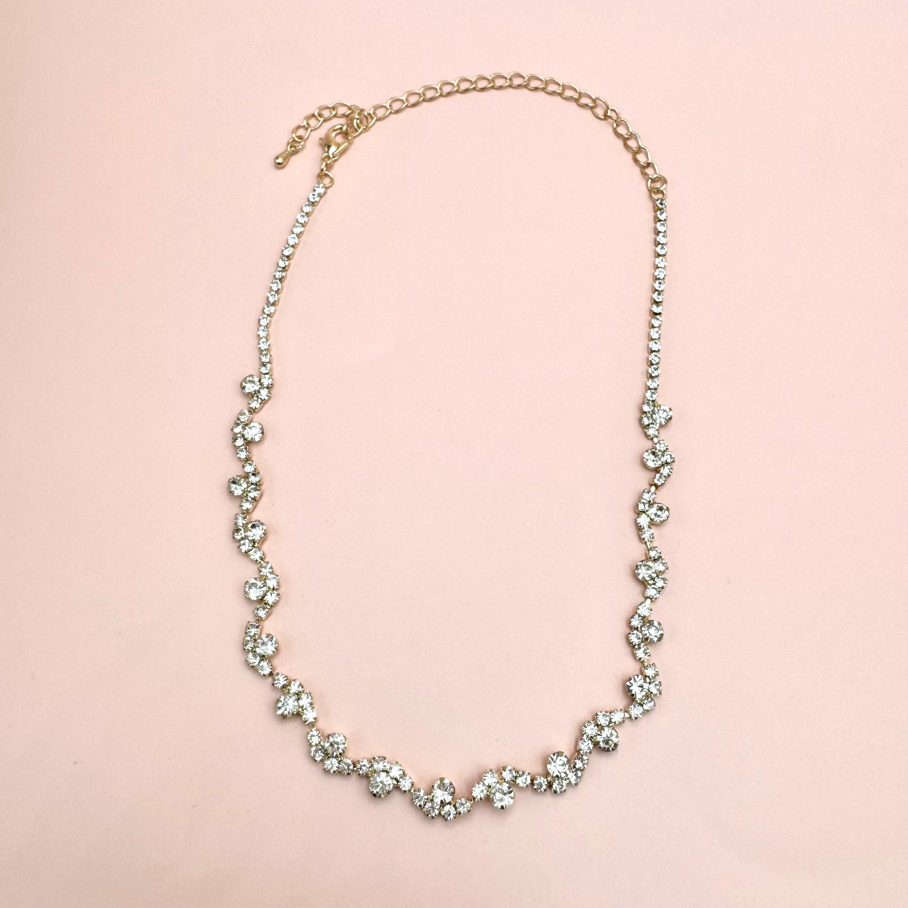 ROMANCE | Anastassia gold-colored rhinestone necklace