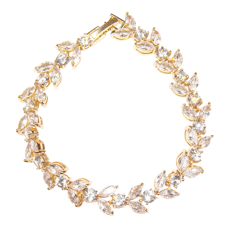 ATHENA BRIDAL, Florence clear crystal bracelet (gold)