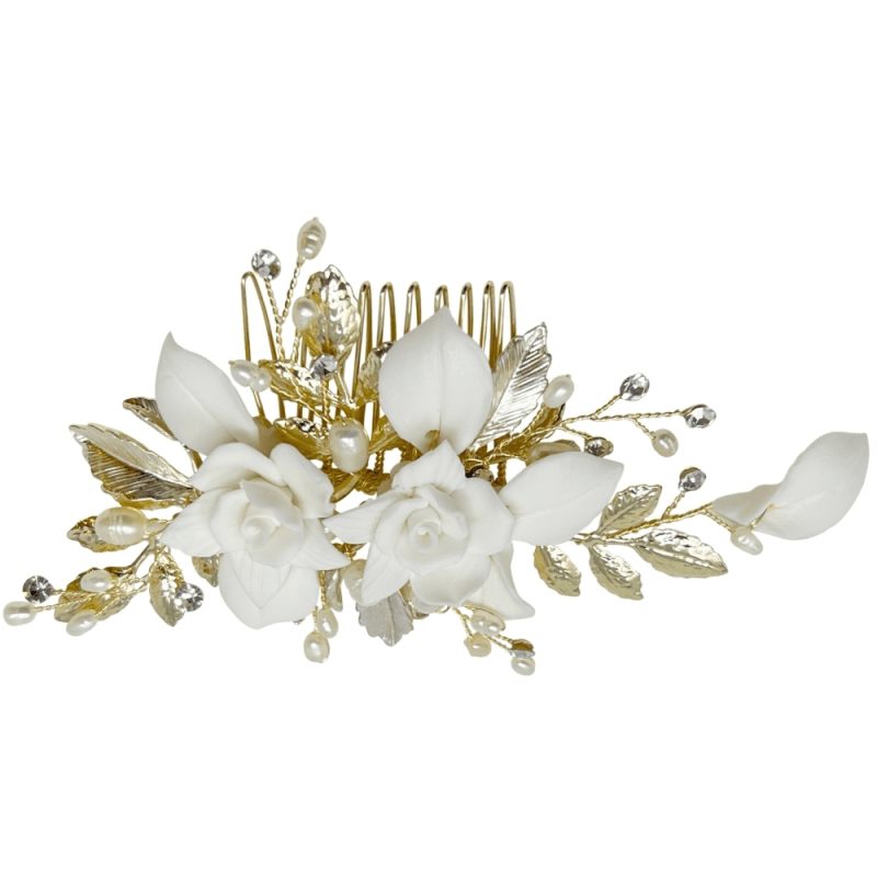 ATHENA BRIDAL | Melissa flower hair ornament (gold)