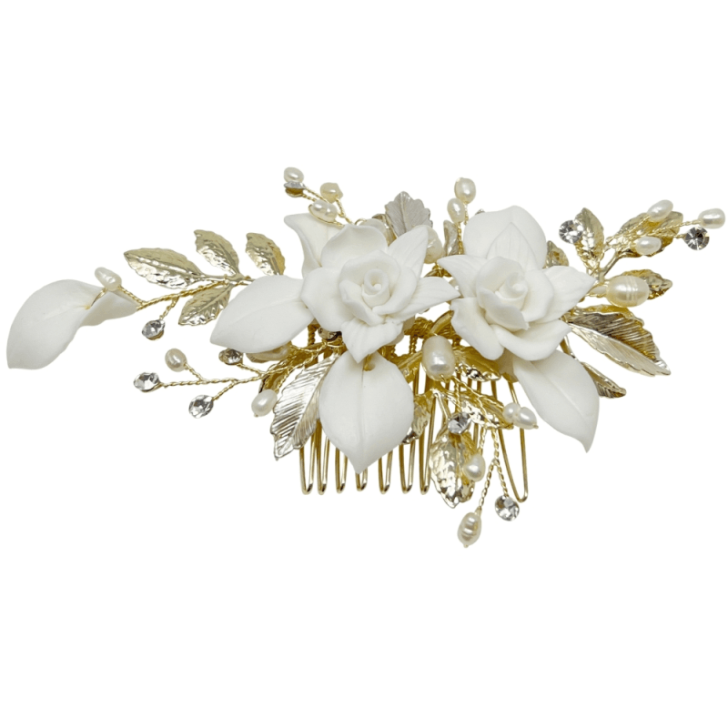 ATHENA BRIDAL | Melissa flower hair ornament (gold)