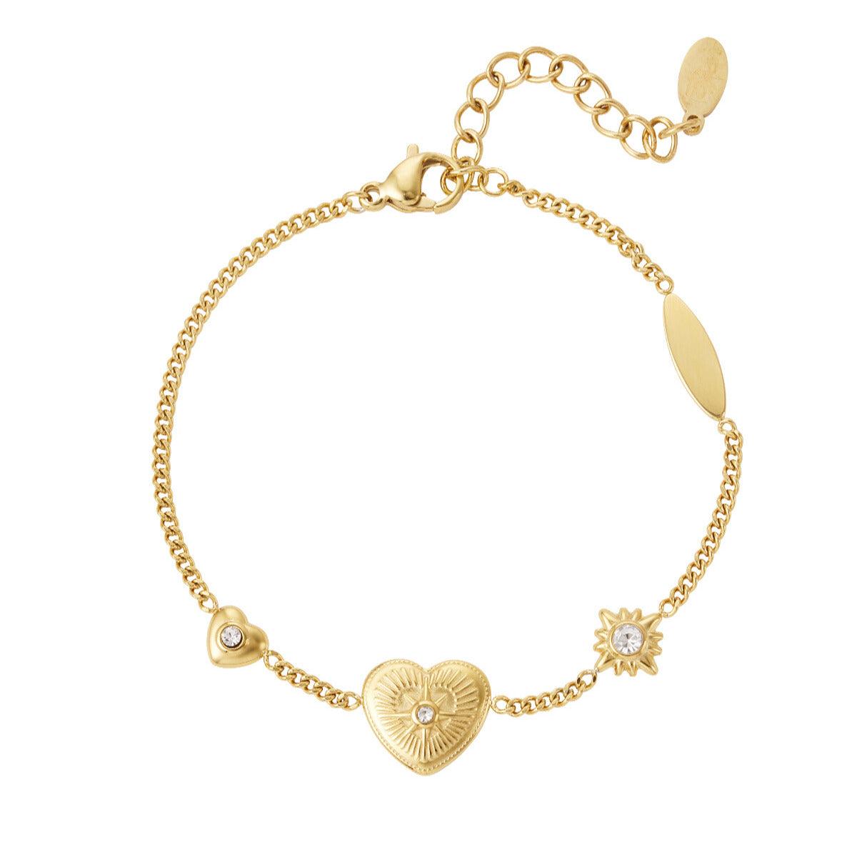 FRENCH RIVIERA | Ellie - graceful surgical steel heart bracelet (gold)