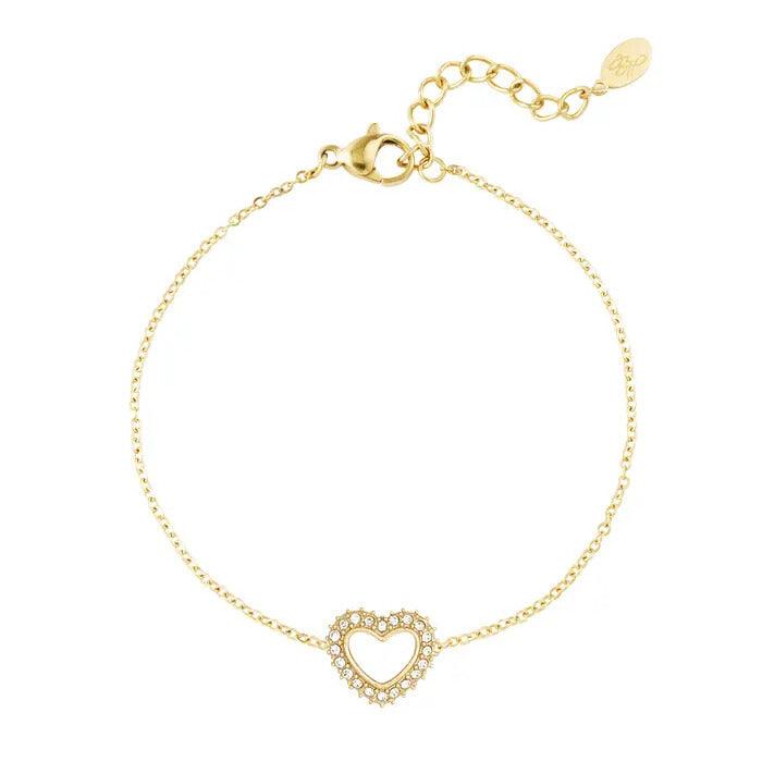 FRENCH RIVIERA | Monica surgical steel bracelet with heart (gold)