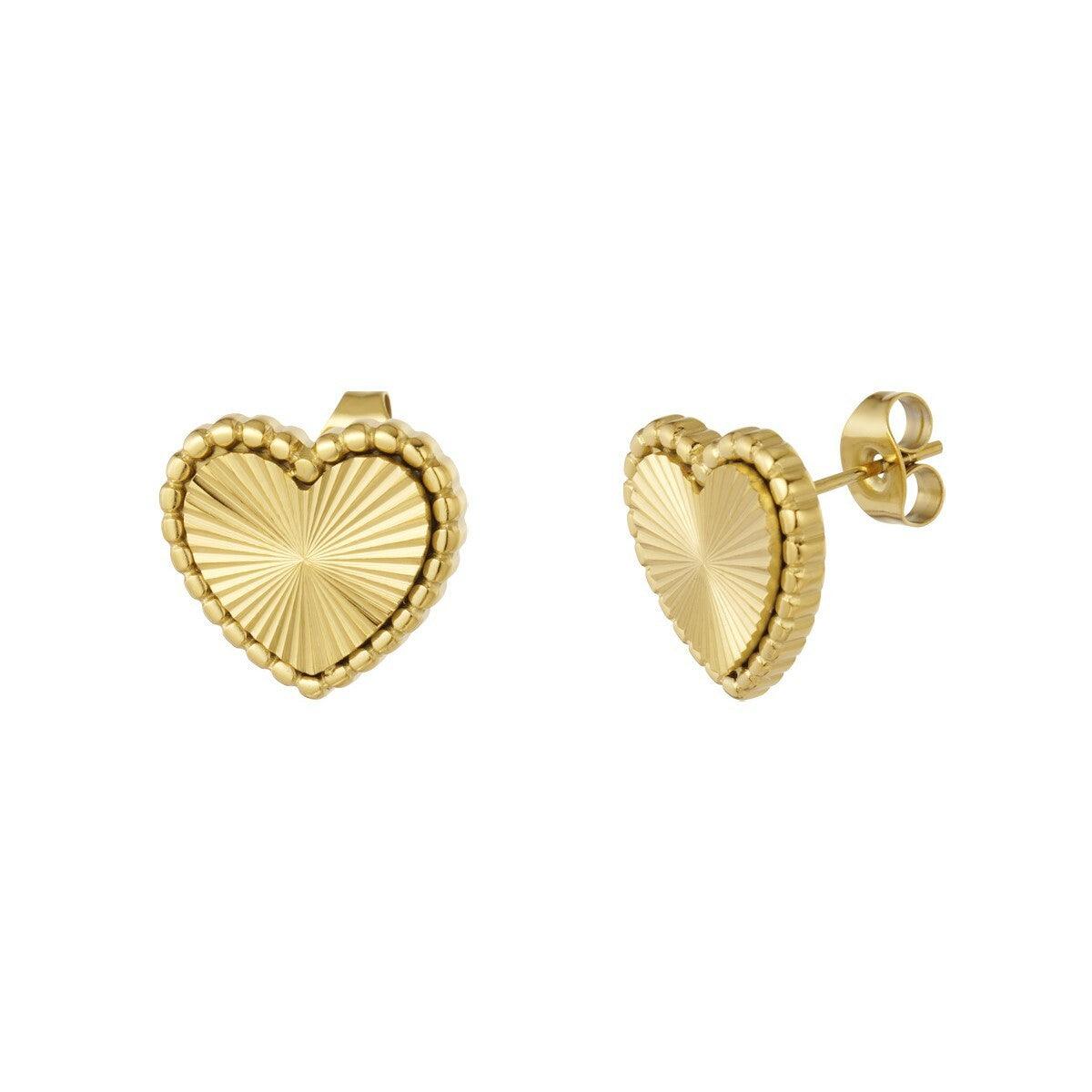 FRENCH RIVIERA | Be Mine Surgical Steel Heart Studs (Gold)