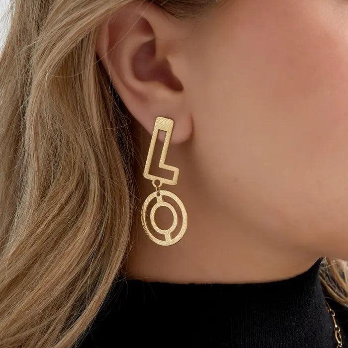 FRENCH RIVIERA | LOVE -modern surgical steel earrings (gold)