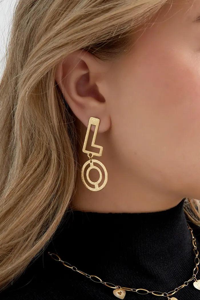 FRENCH RIVIERA | LOVE -modern surgical steel earrings (gold)