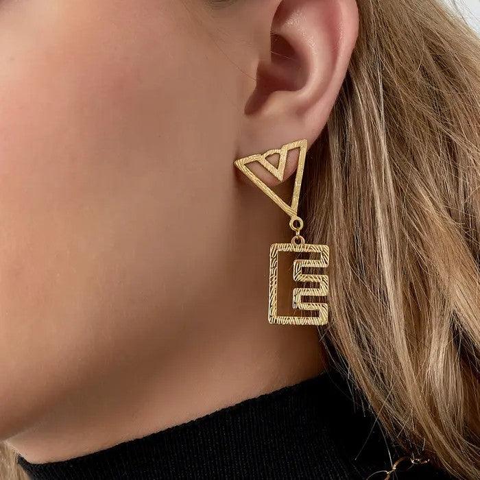 FRENCH RIVIERA | LOVE -modern surgical steel earrings (gold)