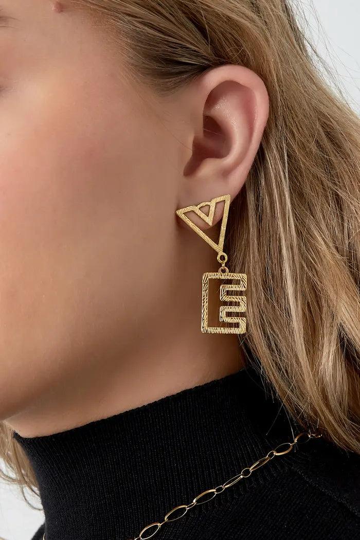 FRENCH RIVIERA | LOVE -modern surgical steel earrings (gold)