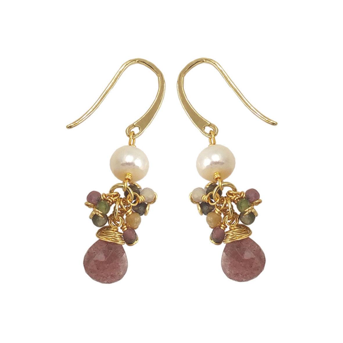 FRENCH RIVIERA | Virginia drop earrings with natural stone (reddish)