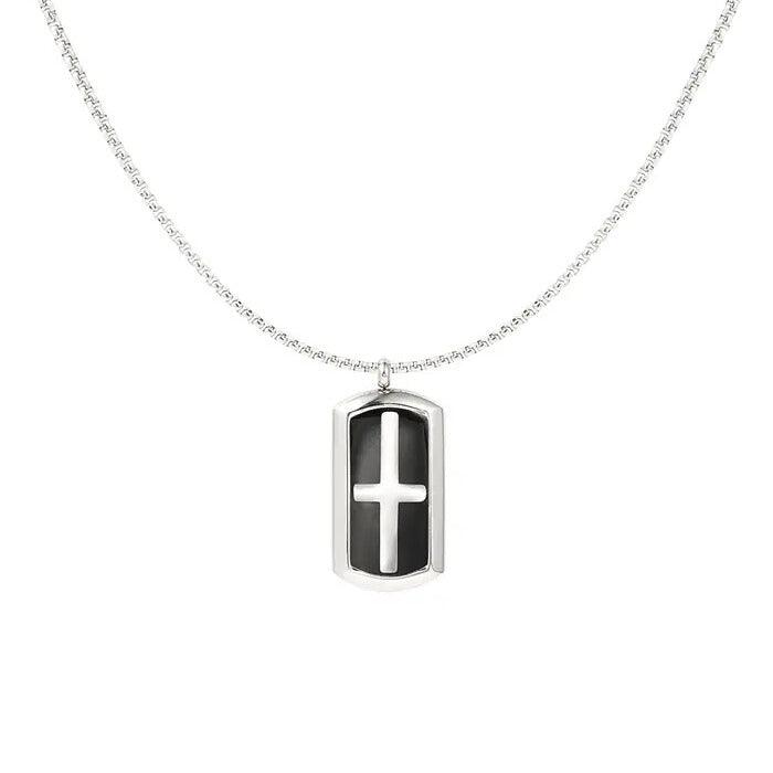 Surgical steel necklace, Jackson black cross pendant with chain