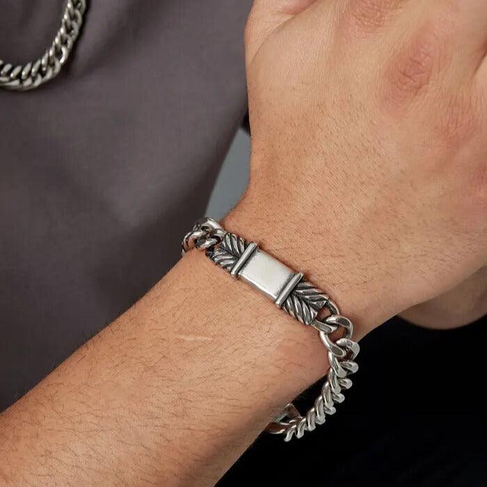 Surgical steel bracelet, Atlas rough bracelet with decorative pattern