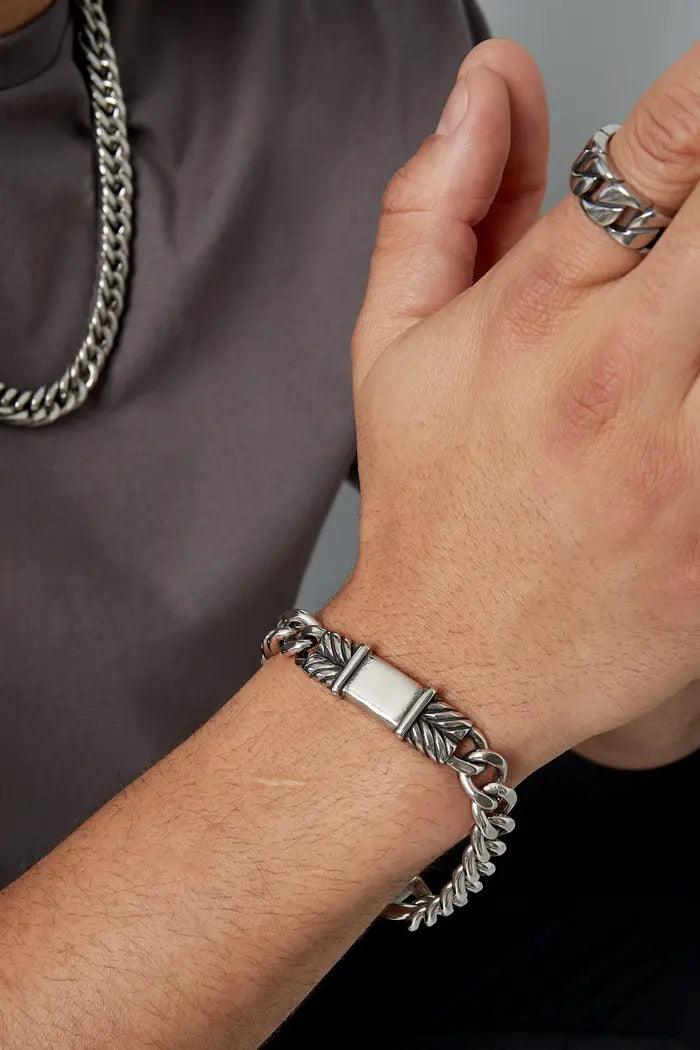 Surgical steel bracelet, Atlas rough bracelet with decorative pattern