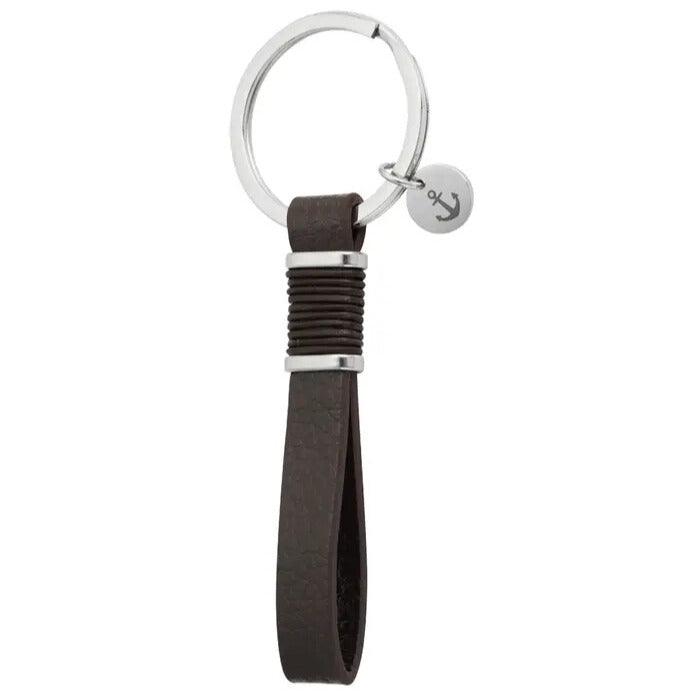 Harbour Key Keychain with Anchor Decoration (Dark Brown)