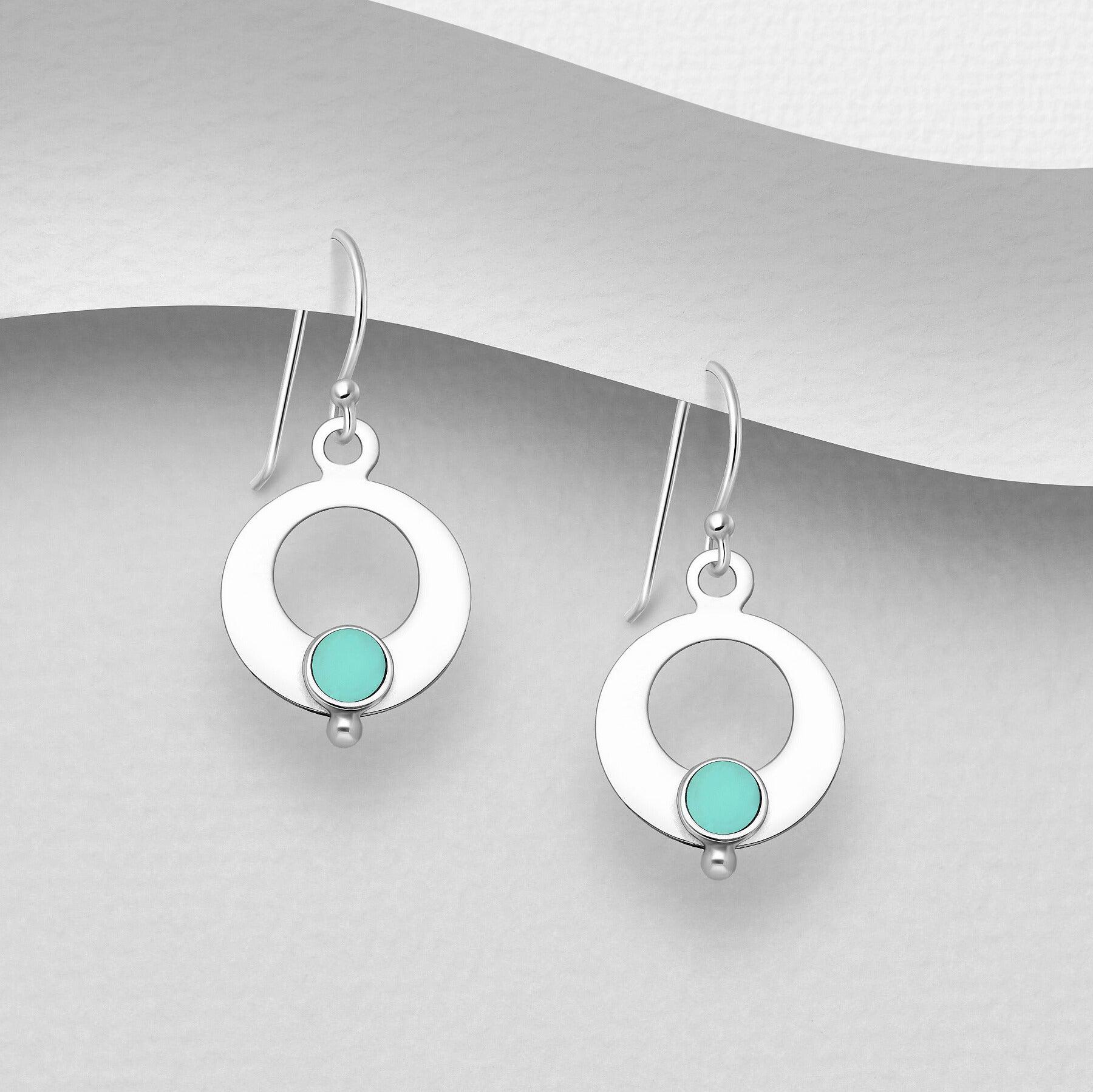 PREMIUM COLLECTION | Kajsa minimalist silver earrings (turquoise) 