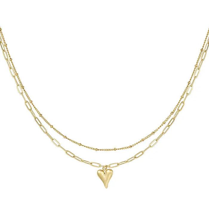 FRENCH RIVIERA | Mariella surgical steel heart necklace (gold)