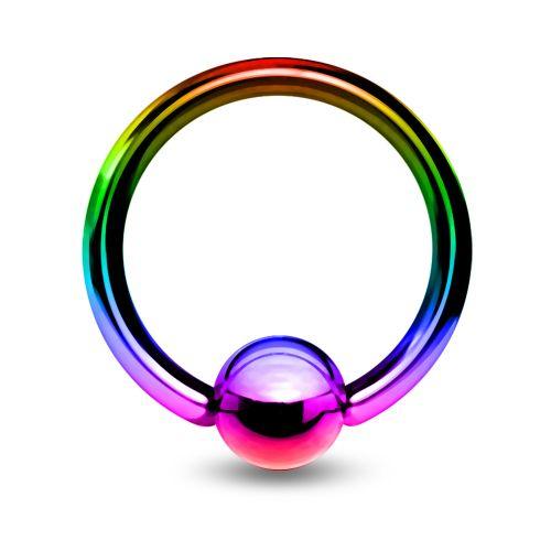 Piercing ring 1.2mm, Titanium BCR -multicolor ball lock ring ⌀10mm