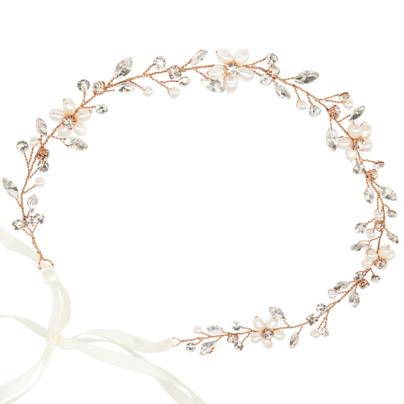 ATHENA BRIDAL, Édith Pearl Vine - rose gold pearl hair ornament