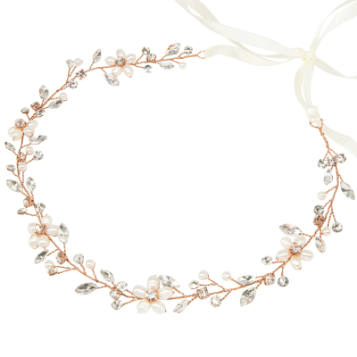 ATHENA BRIDAL, Édith Pearl Vine - rose gold pearl hair ornament