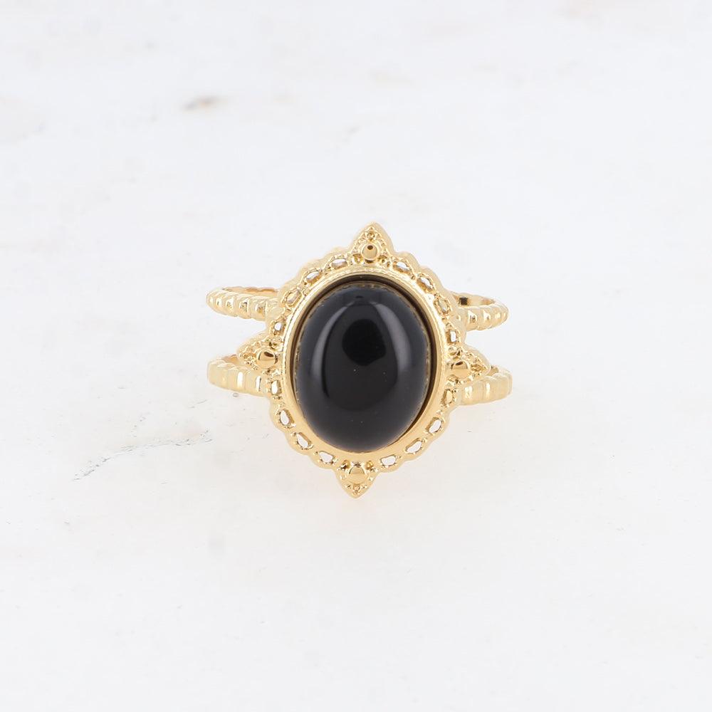 BOHM PARIS | Bague Galinatina surgical steel ring with onyx natural stone