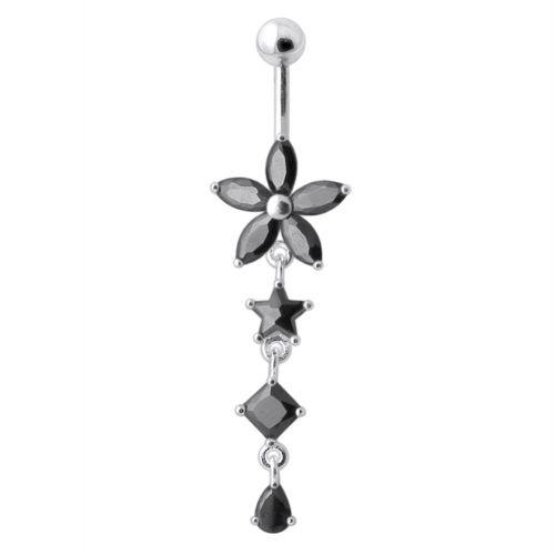 Titanium belly button ring, Jordyn - black dangling belly button ring 