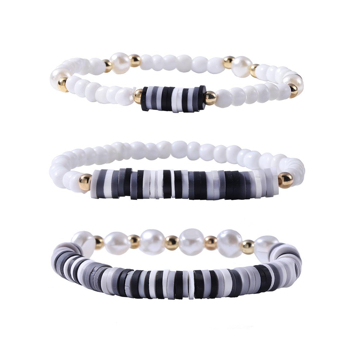 FRENCH RIVIERA | Sweeter Days - set of three black and white bracelets