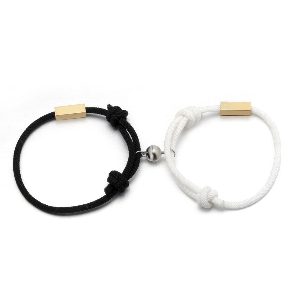 Bracelet, Love Couple Bracelet - black and white magnetic love bracelet