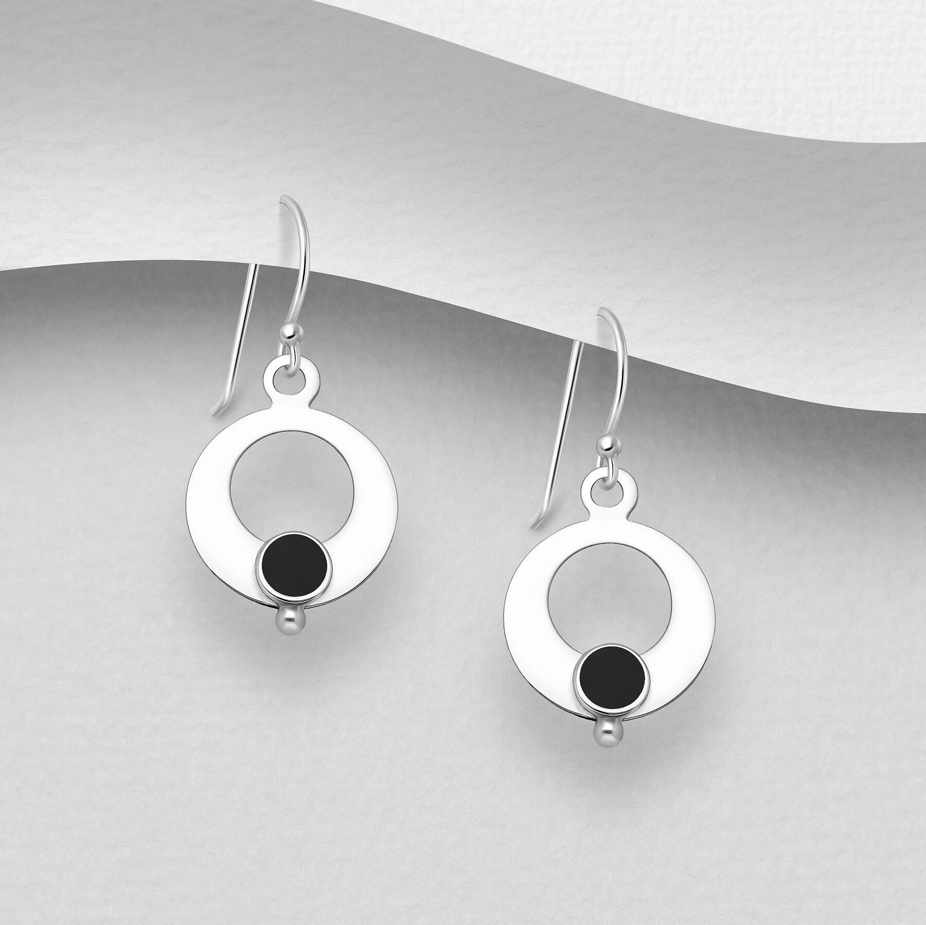 PREMIUM COLLECTION | Kajsa minimalist silver earrings (black) 