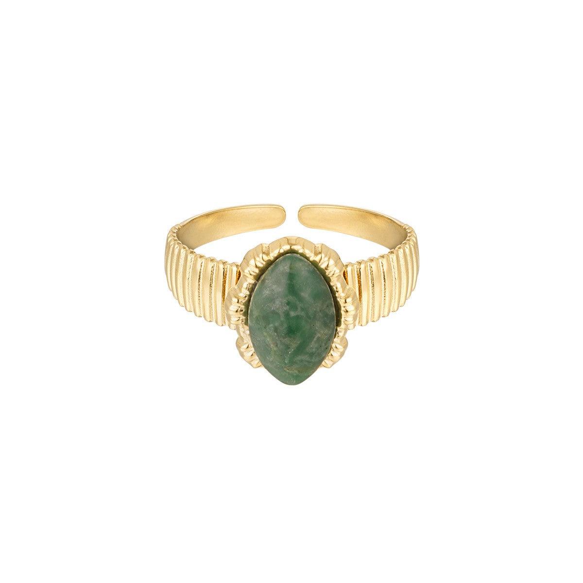 FRENCH RIVIERA | Lily Ring - green stone ring made of surgical steel