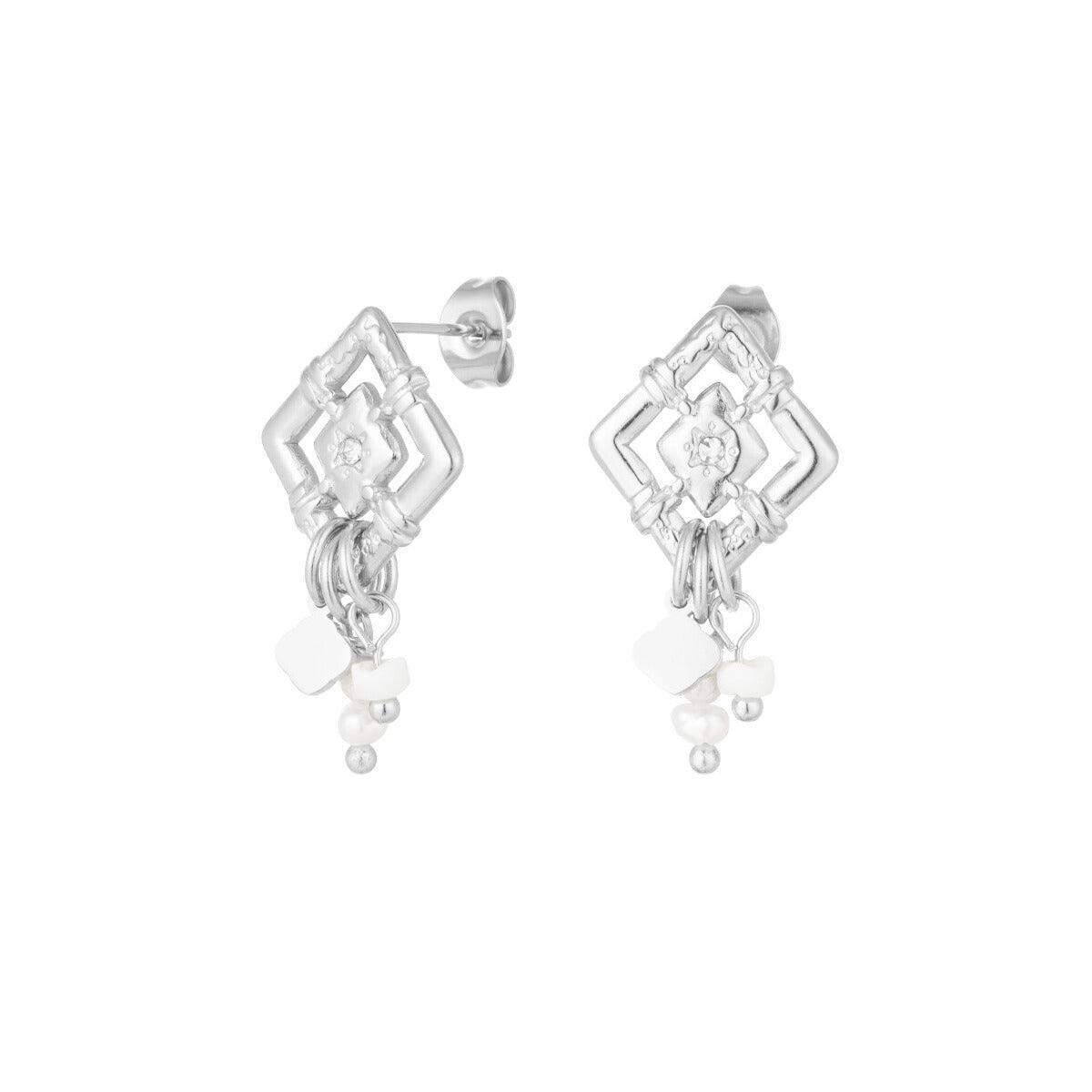 FRENCH RIVIERA | Aurore geometric surgical steel earrings (silver)