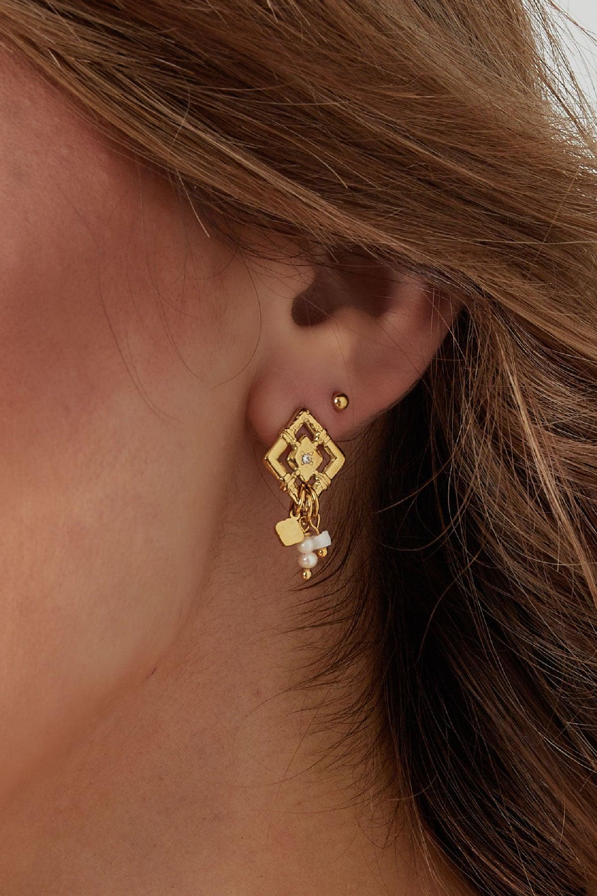 FRENCH RIVIERA | Aurore geometric surgical steel earrings (gold)