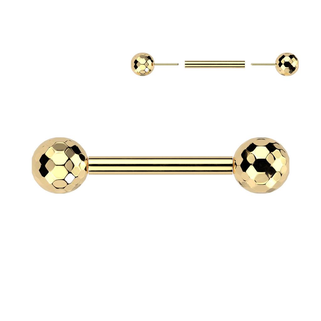 Nipple jewelry, Titanium Nipple Barbell -titanium push in stud (gold)