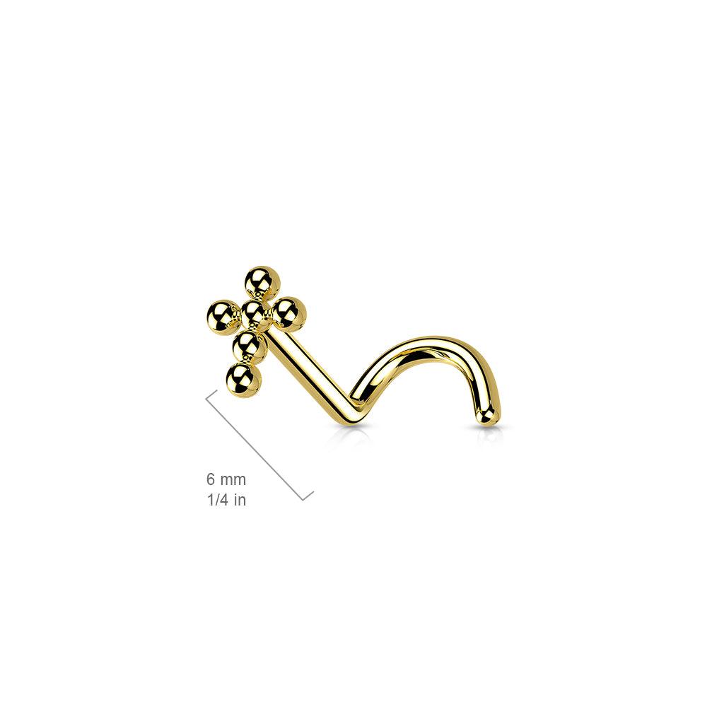 Nose stud 0.8mm, Titanium Cross (gold)