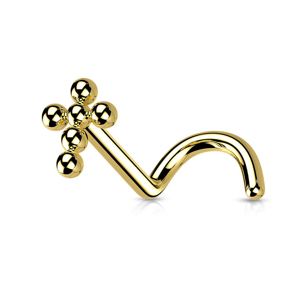 Nose stud 0.8mm, Titanium Cross (gold)