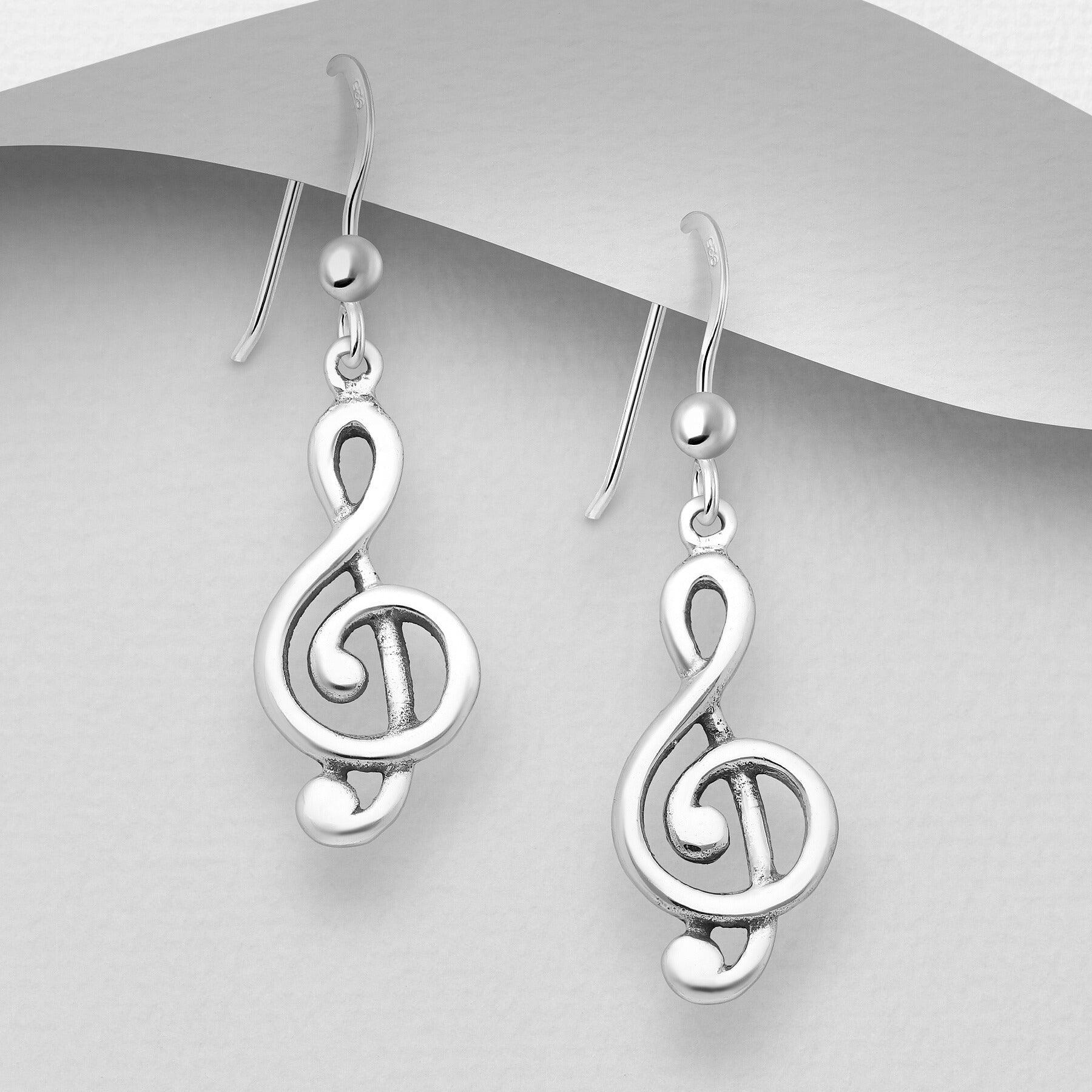 PREMIUM COLLECTION | Play the Song -musical note silver earrings 