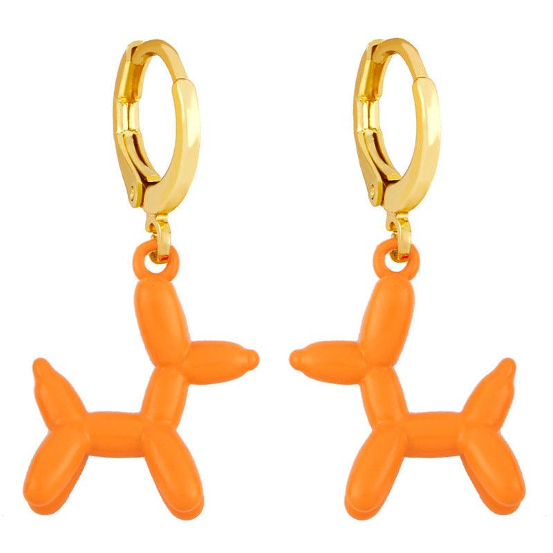 Earrings, Balloon Dog earrings (orange)