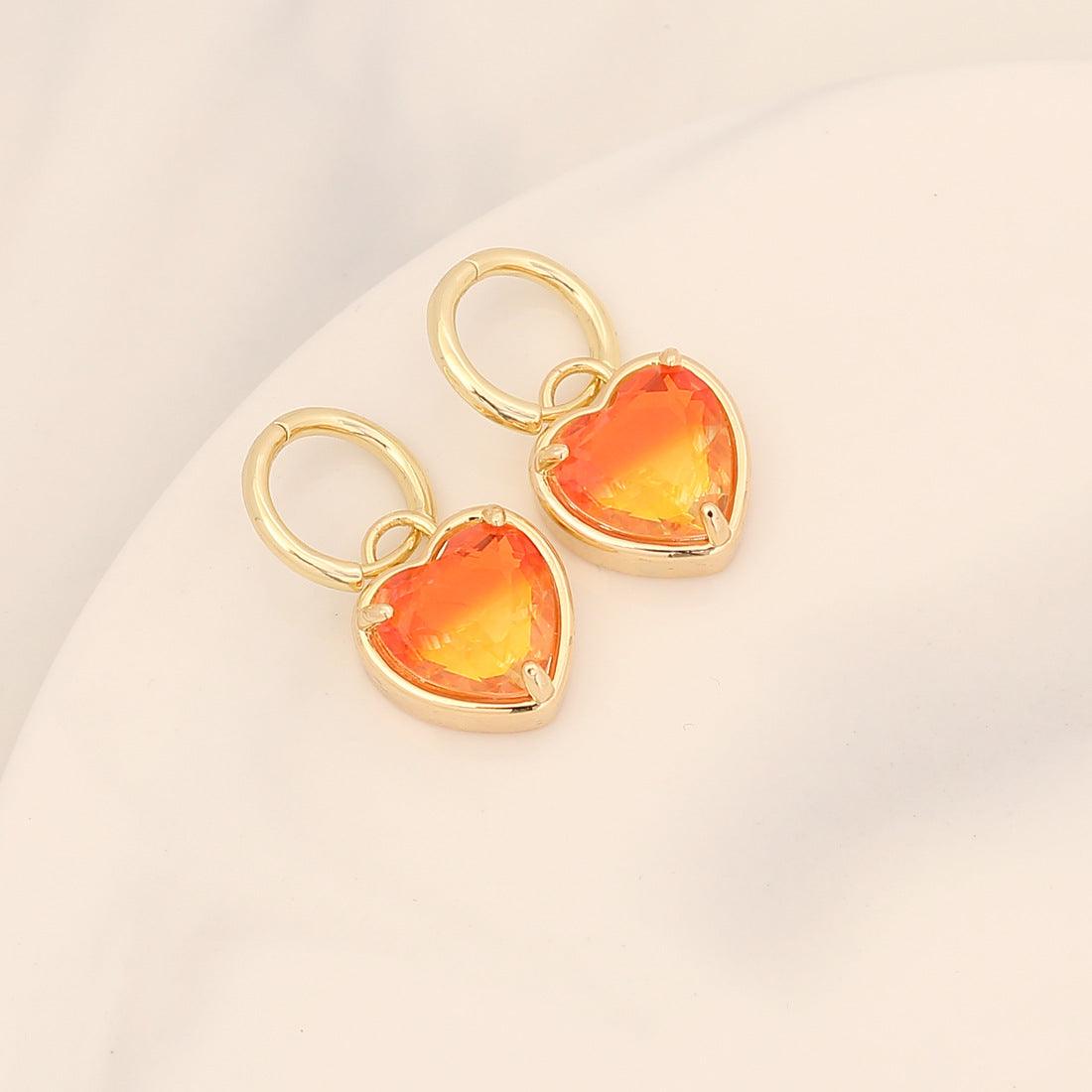 FRENCH RIVIERA | Mi Amor - shimmering heart earrings (orange)