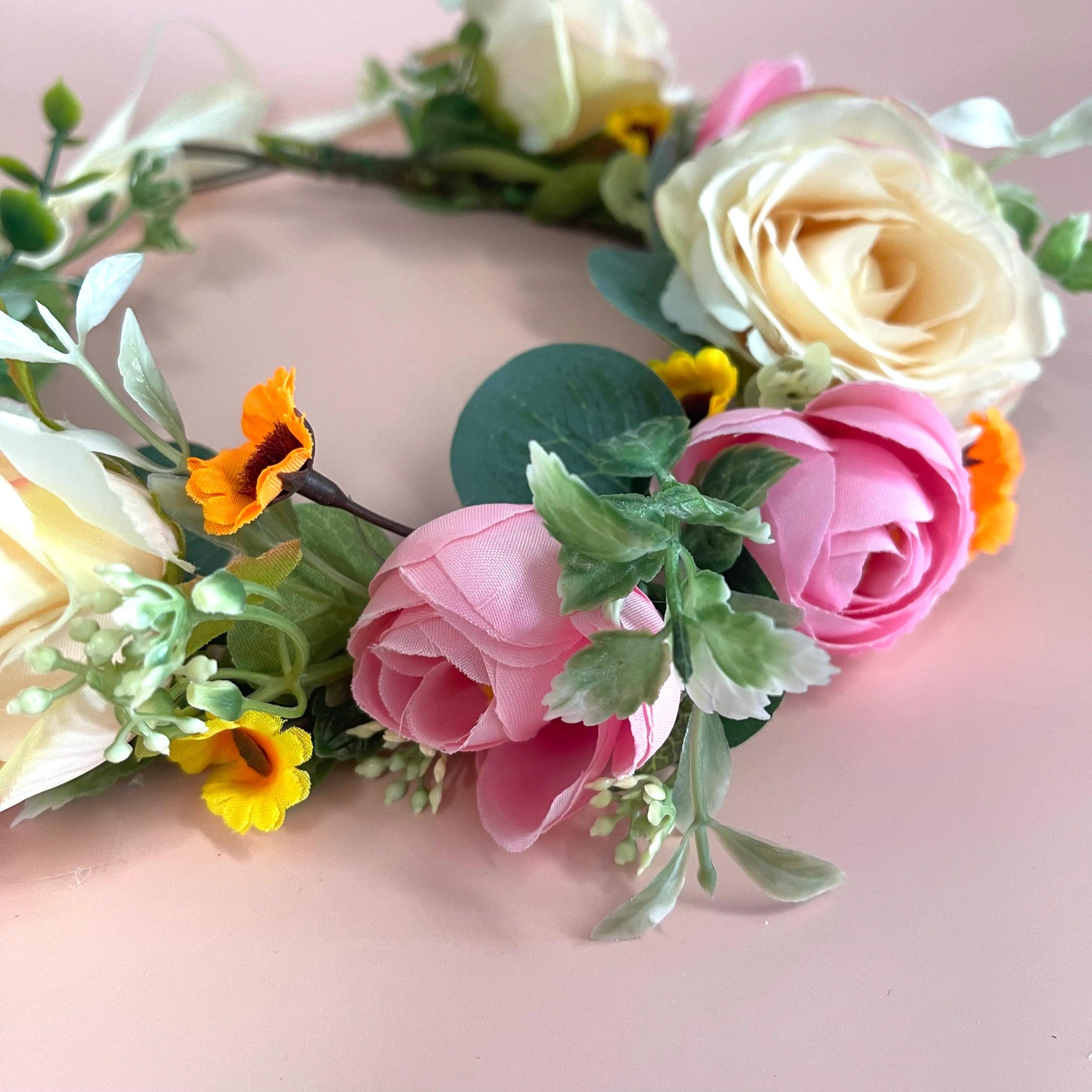 Flower crown | SUGAR SUGAR, Sunshine Love pink flower headband