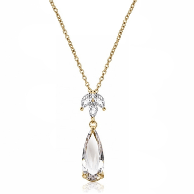 ATHENA BRIDAL | Liliane Teardrop Crystal Necklace (Gold)