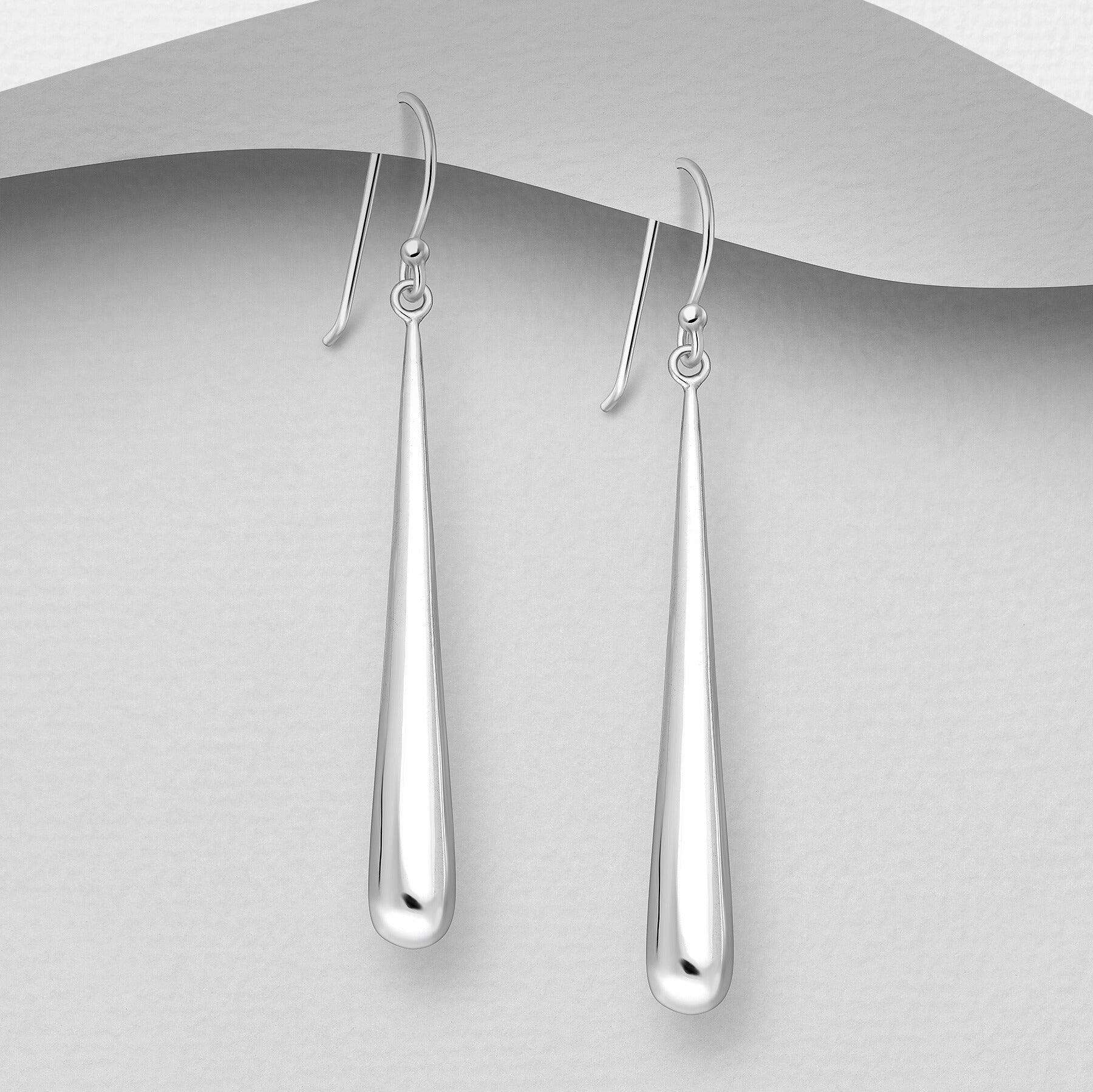 PREMIUM COLLECTION | Sunneva long silver earrings without stones 