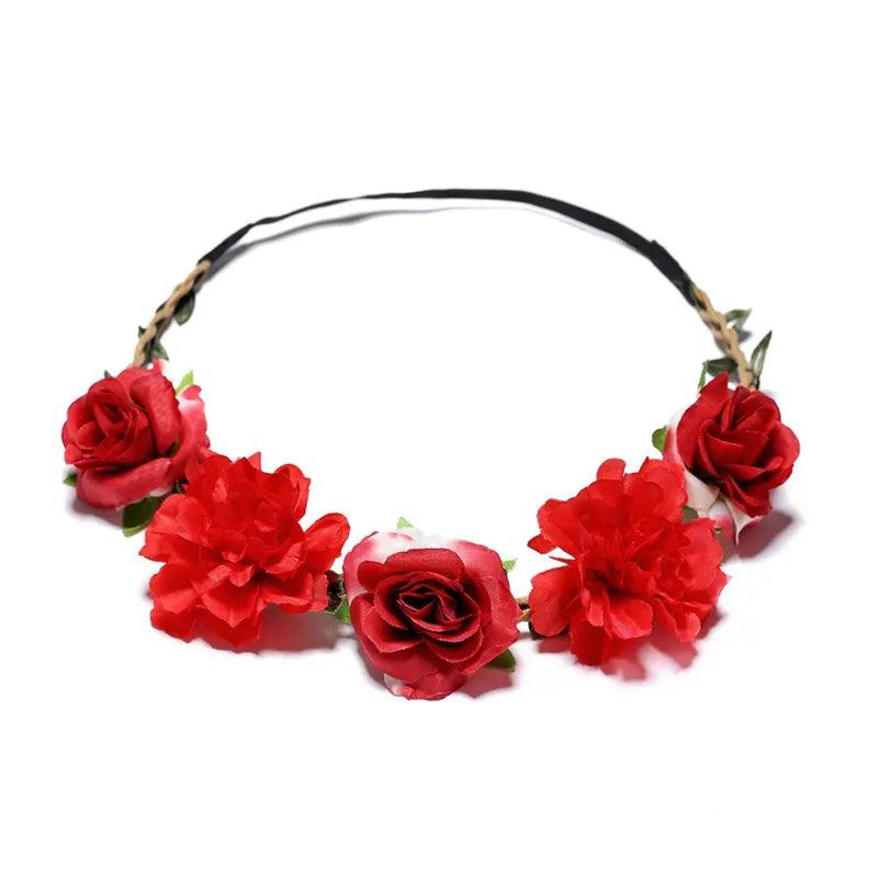 SUGAR SUGAR, Bess Hairband - graceful red flower headband with elastic band