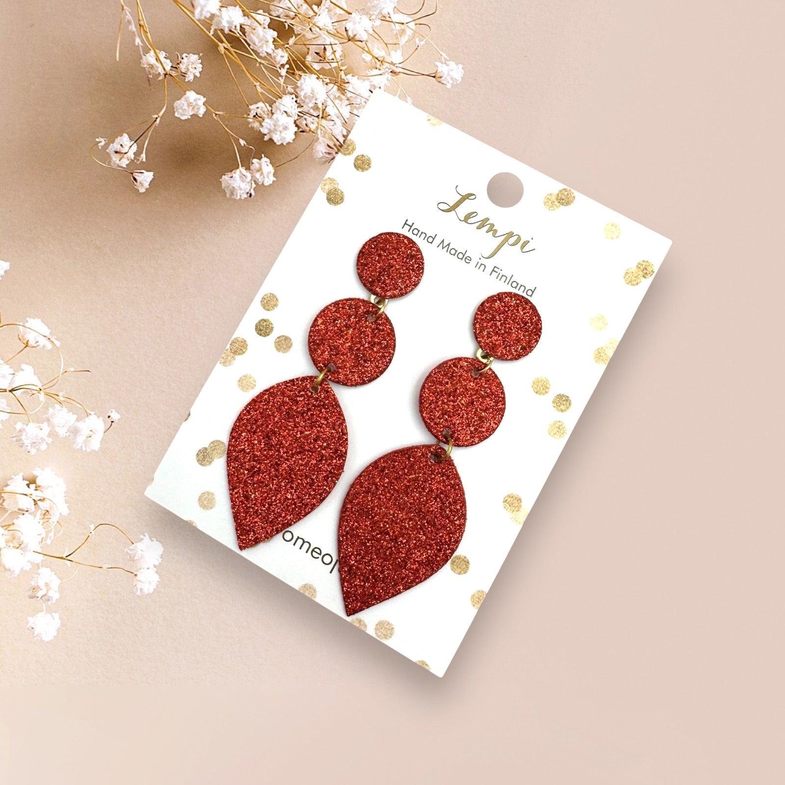 LEMPI® earrings, Armi (red glitter)