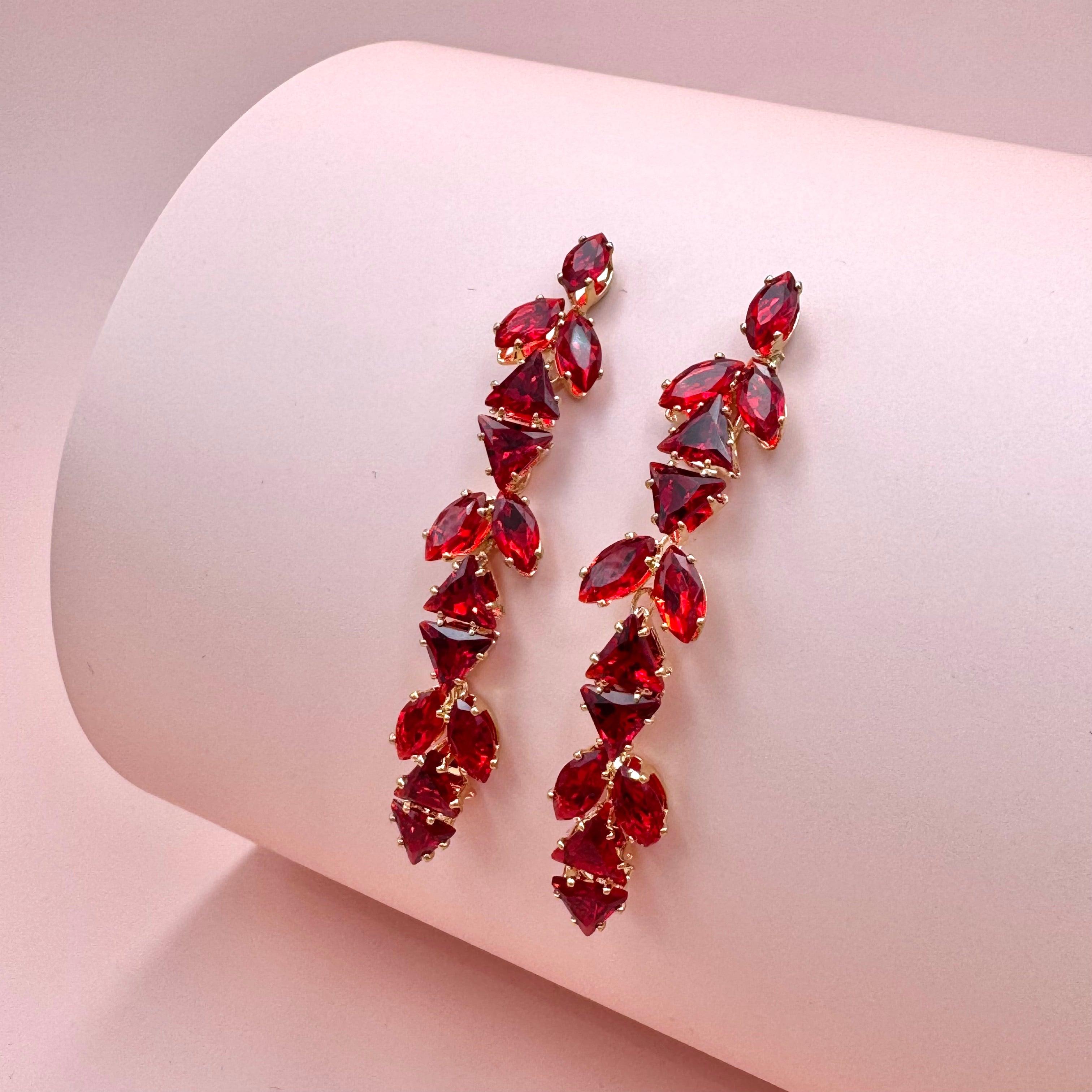 FRENCH RIVIERA | Yvette Earrings - red party earrings