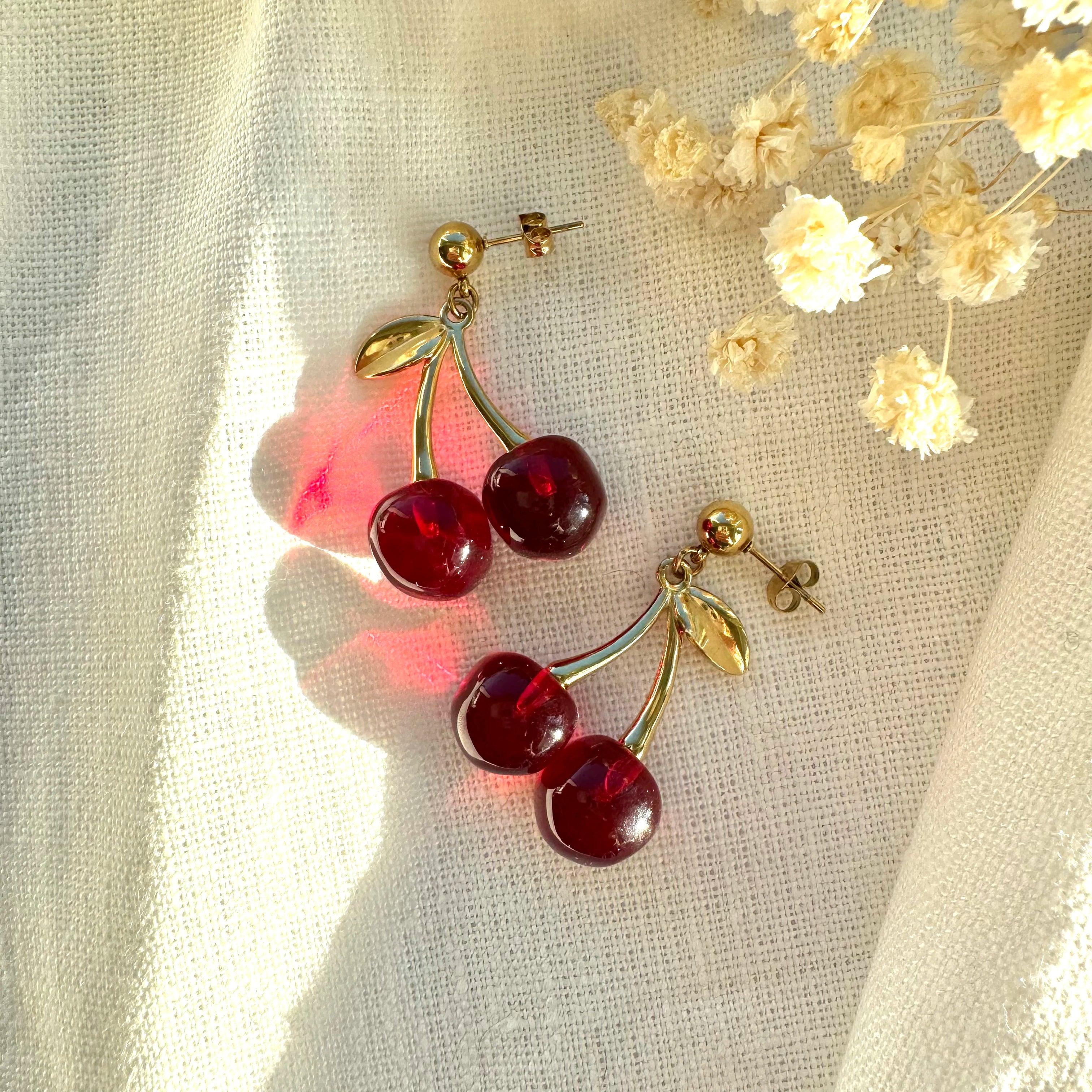 FRENCH RIVIERA | Isabelle surgical steel cherry earrings