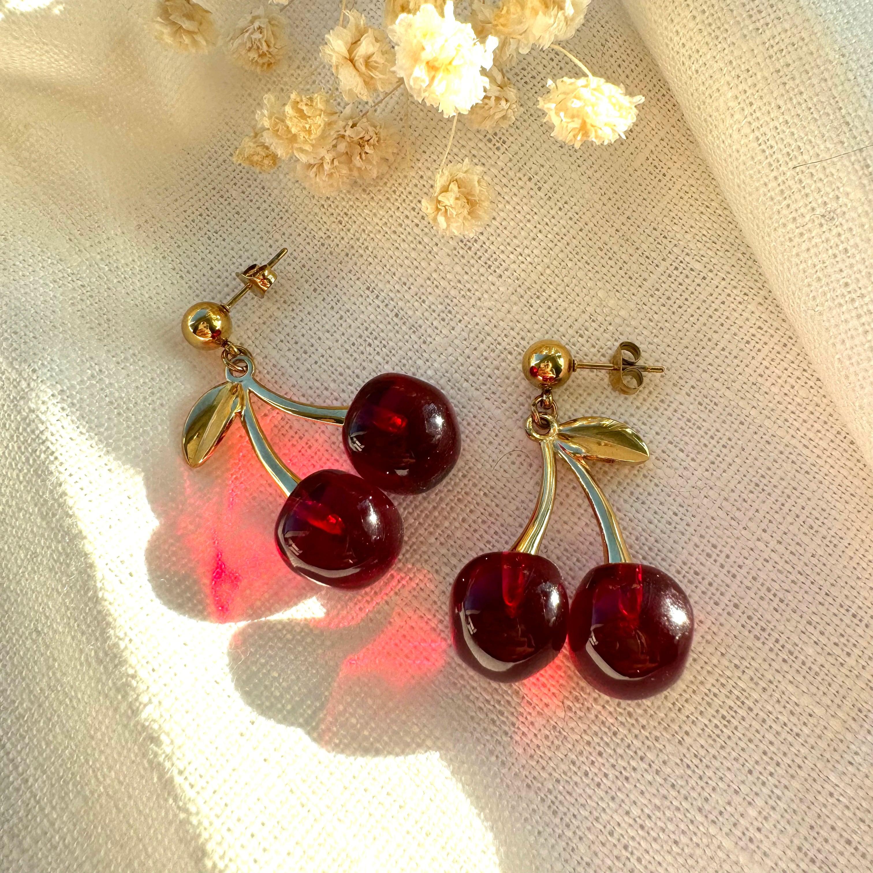 FRENCH RIVIERA | Isabelle surgical steel cherry earrings