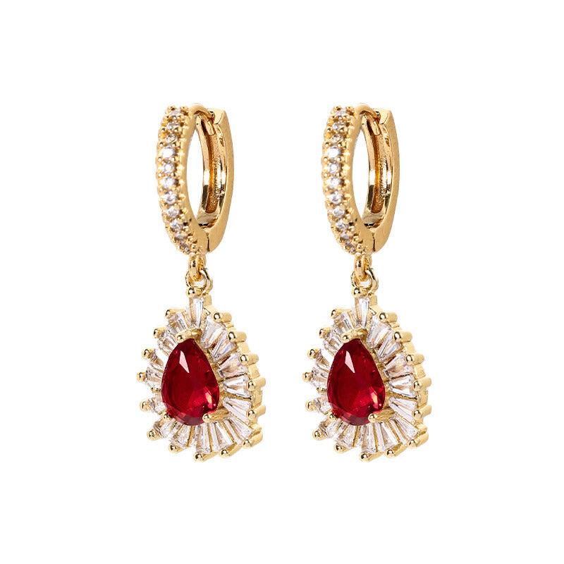 FRENCH RIVIERA | Valeria Earrings - red stone party earrings