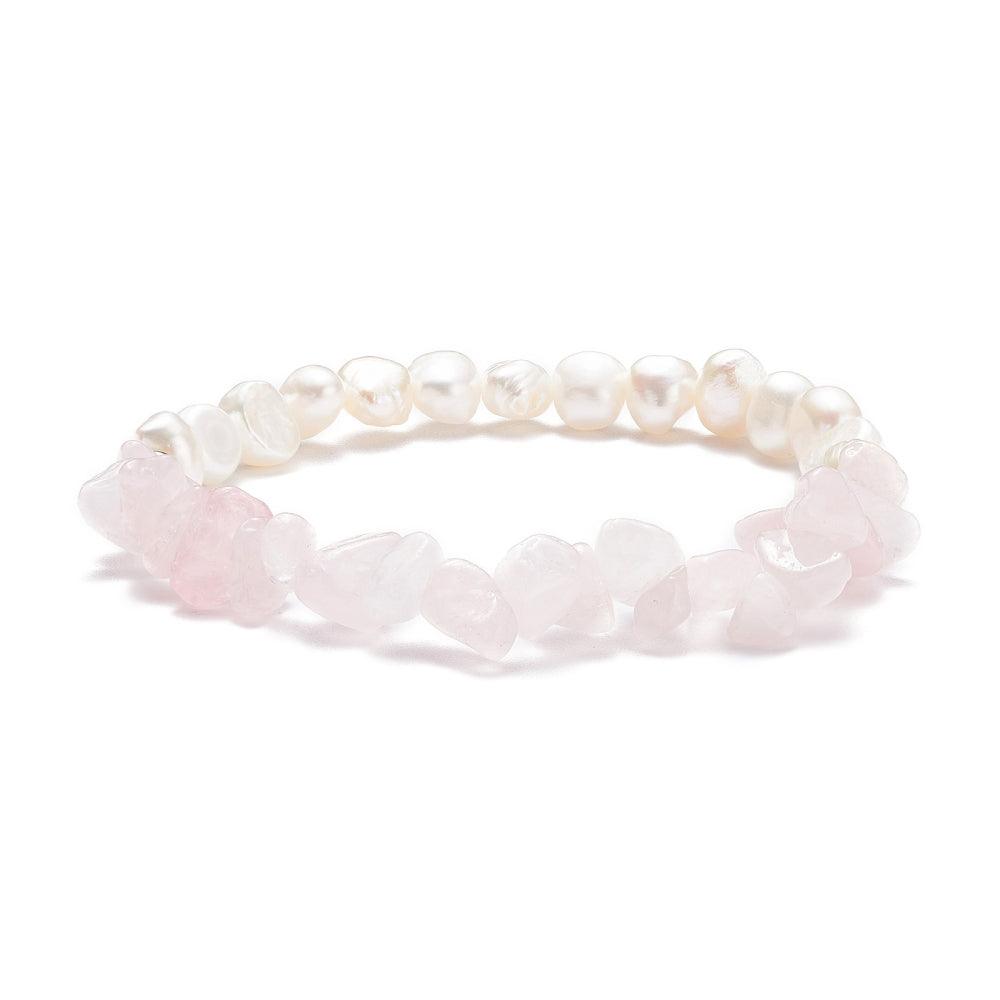 FRENCH RIVIERA | Madeline pearl bracelet with rose quartz