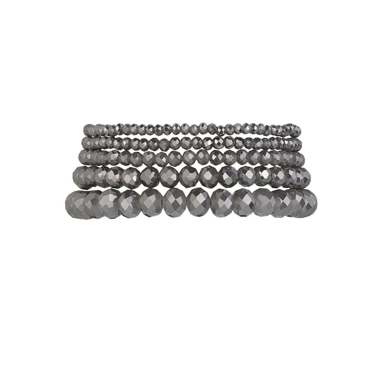 FRENCH RIVIERA | Leona - glittering silver grey bracelet set