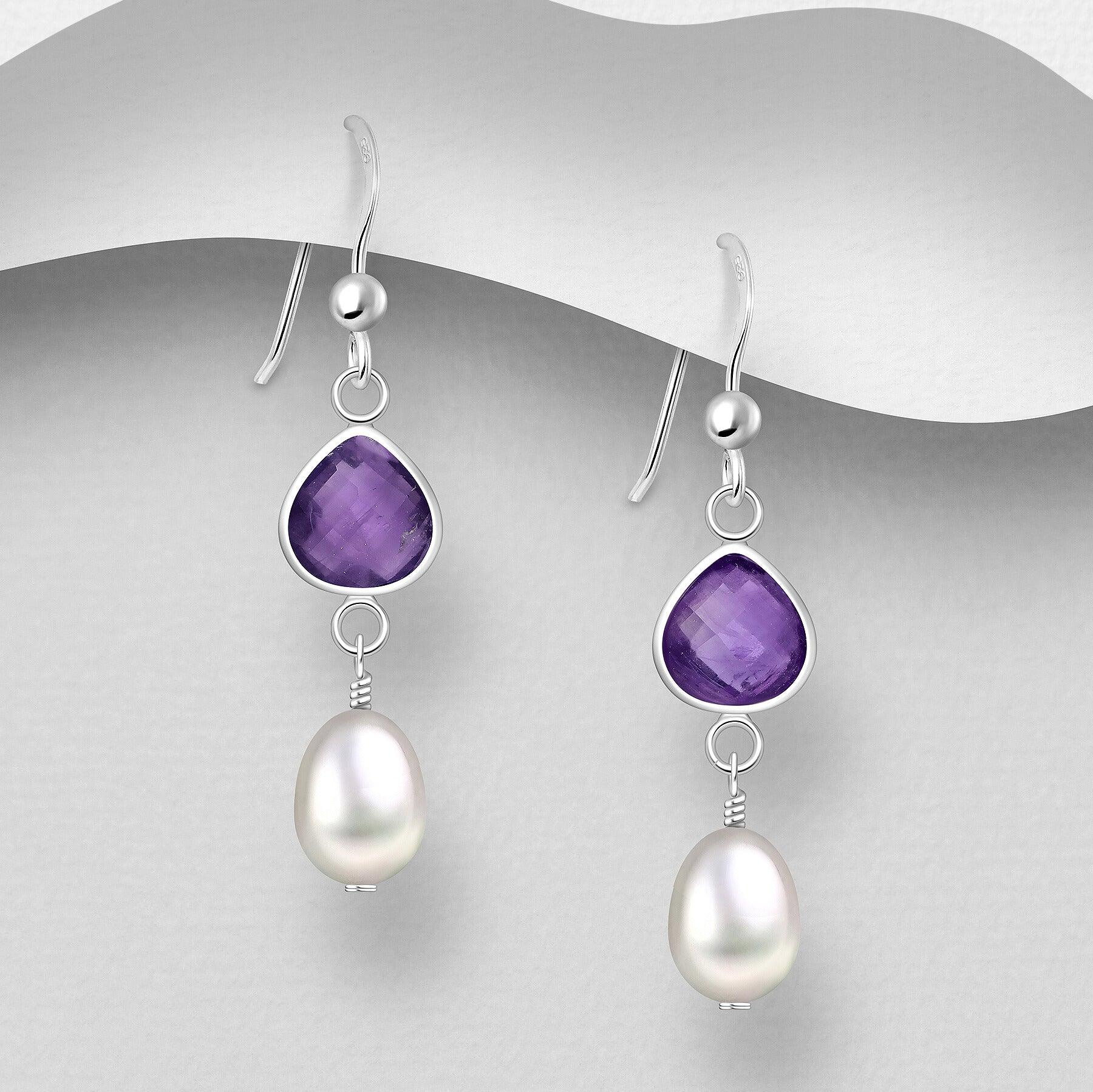 PREMIUM COLLECTION | Daniela silver earrings with amethyst 