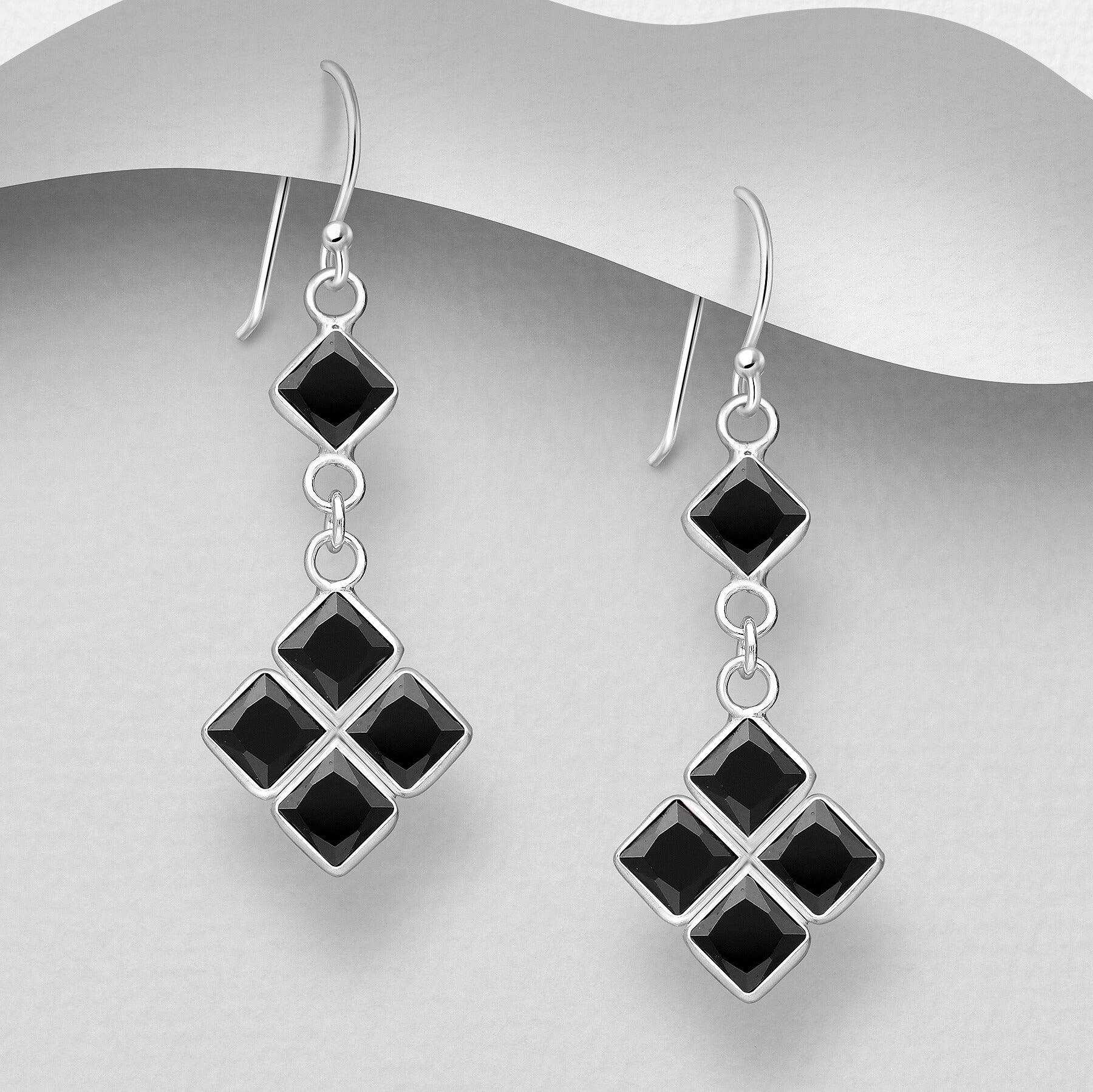 PREMIUM COLLECTION | Christa black silver earrings 